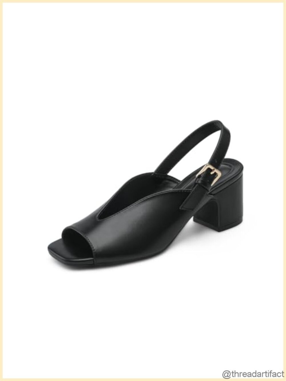 Faux Leather Slingback Block Heels Peep Toe Dress Sandals